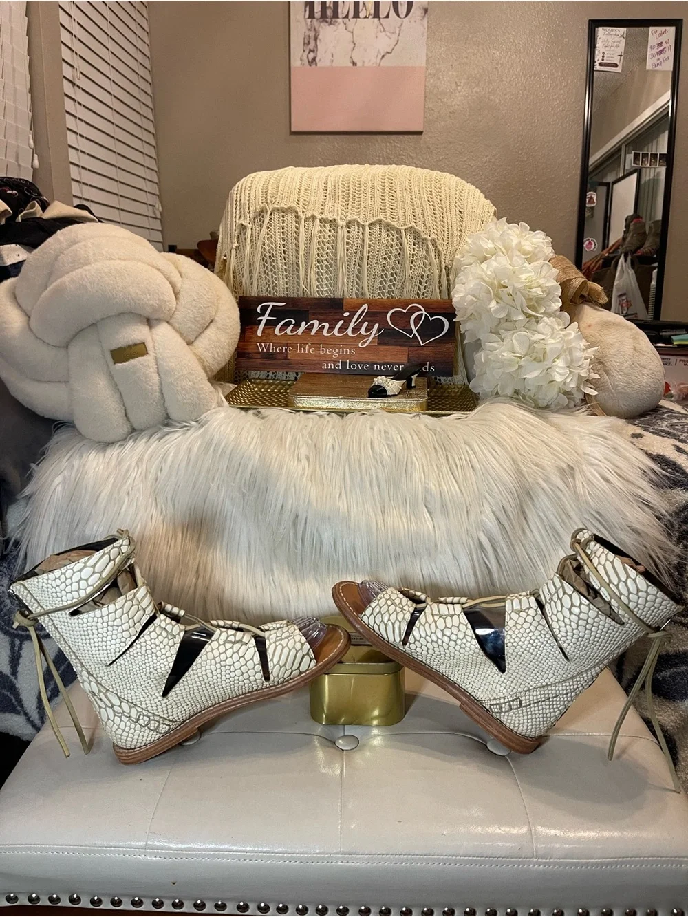 Freebird by Steven RARE/HTF Ceasar Gladiator Sandals Croc/Snake Beige MSRP$245